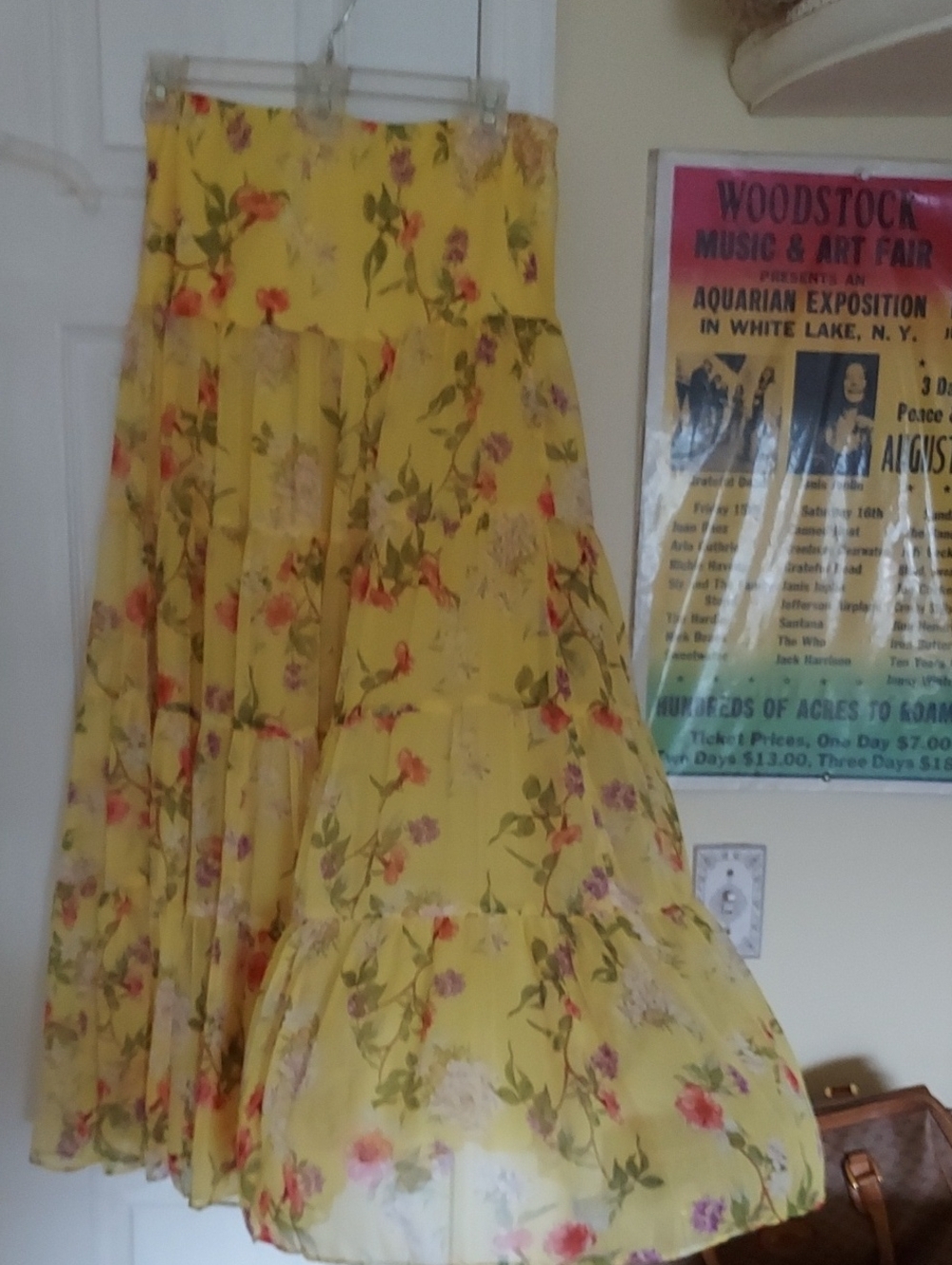 Ralph Lauren Yellow Floral Maxi Skirt Sz S
